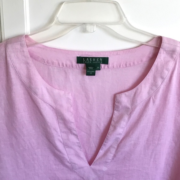 RALPH LAUREN Linen Tunic Long Sleeve Pink Women’s Plus Size 3X - Picture 2 of 12